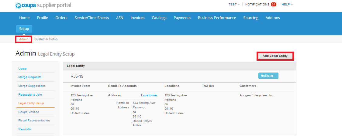 Legal Entity Setup